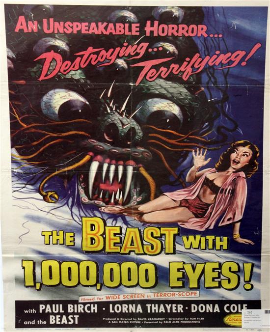 The Beast With 1,000,000 Eyes! 1955, Palo Alto Productions, U.S. one-sheet 41 x 27 in. (104 x 69 cm.)